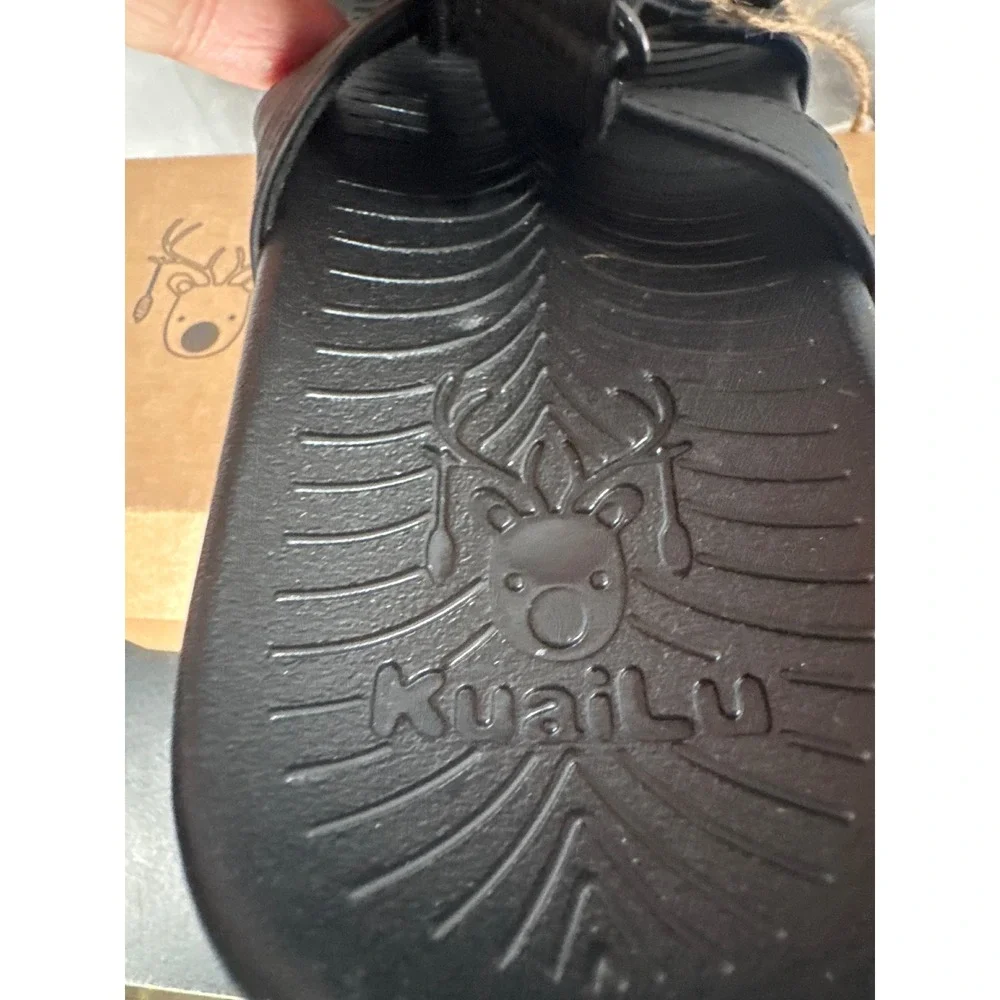 Kuailu Womens Fashion Sandals Black Strappy Slingback KW8L1 Size 11 NEW